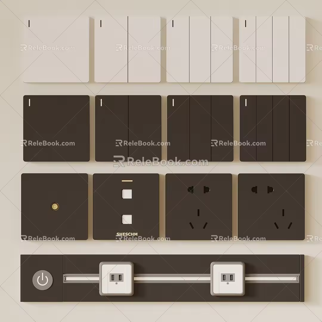 Modern switch socket 3d model