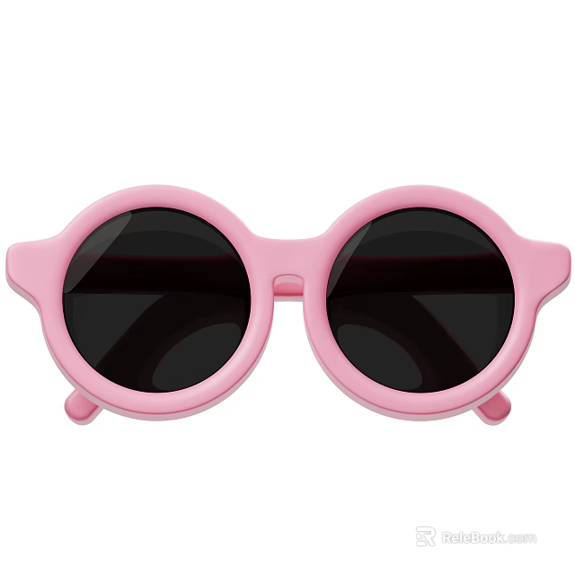 Cute Pink Kid's Sunglasses With Round Lenses And Soft Frame Accessory Decoration 3d model 