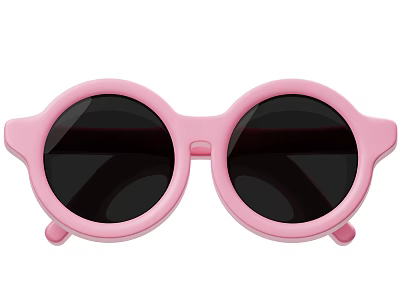 Cute Pink Kid's Sunglasses With Round Lenses And Soft Frame Accessory Decoration 3d model