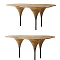 Modern Wooden Tea Table with Conical Legs and Matching Chairs Set