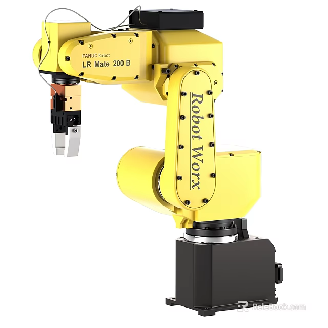 Robot Wox LR Mate 200 B Yellow Robot Arm With Mechanical Gripper 3d model