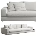 Modern Light Gray Two Seater Sofa With Linen Fabric Plush Cushions Living Room