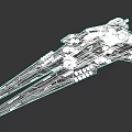 Advanced Large Interstellar Battleship Weapon With Detailed Armored Structure And Cannons