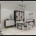 Modern Living and Dining Room Interior With White Sofa Throw Pillows And Cage Chandelier