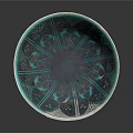 Exquisite Carved Decorative Bowl With Turquoise And Black Intricate Sculptural Patterns
