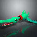 Green Cartoon Crocodile Game Movie Character With Open Mouth Spiked Back And Red Ring Detail