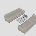 Modern Gray Sofa Set With Transparent Coffee Table And Black Top 3d model