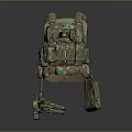 Game Movie Character Wearing Tactical Vest Camouflage Design Multiple Pockets And Gear Accessories