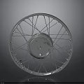 Shiny Chrome Motorcycle Spoke Wheel with Silver Rim and Reflective Surface