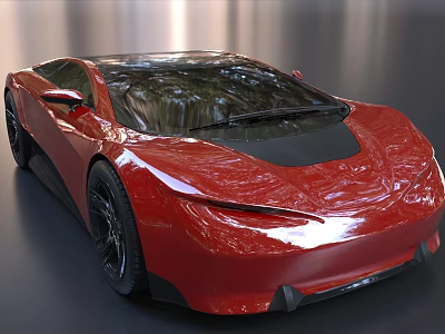 Red Sports Car With Sleek Modern Exterior And Shiny Aerodynamic Design 3d model