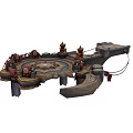 Mythical Platform Scene Featuring Circular Ground Characters Decorative Towers And Chains 3d model