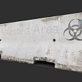 Weathered Concrete Barrier With Invested Area Text And Biohazard Symbol
