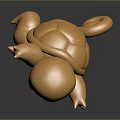Golden Cartoon Character Sculpture With Turtle Shell Spiral Tail And Raised Arms