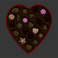 Heart Shaped Box Filled With Assorted Delicious Chocolates Of Different Shapes