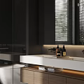 Modern Bathroom Interior Design With Freestanding Bathtub Window Blinds And Double Vanity Sink