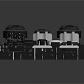 Various Black And Silver Wrenches Stacked Together On Dark Surface 3d model