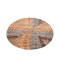 Round Rug With Natural Wood Like Texture And Neutral Brown Gray Tones