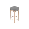 Two Wooden High Stools With Gray Cushions On White Background Setting