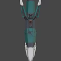Green and White Futuristic Fighter Jet with Aerodynamic Design and Engine Details