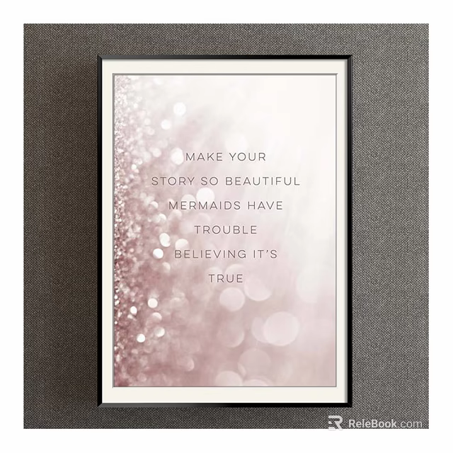 Inspirational Mermaid Themed Decorative Poster With Pink Glitter Background And Sparkle Design 3d model 