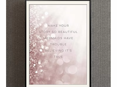 Inspirational Mermaid Themed Decorative Poster With Pink Glitter Background And Sparkle Design 3d model