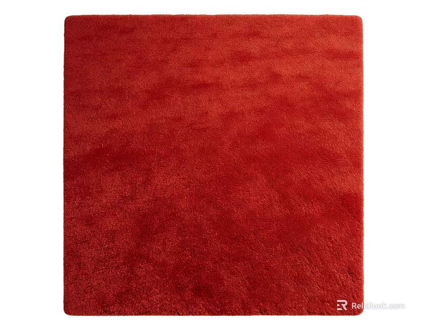 High Quality Red Plush Square Carpet With Soft Fluffy Texture 3d model 
