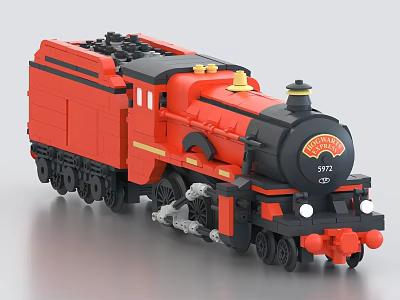 Electric Toy Red Steam Train Building Block Model for Kids 3d model