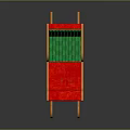 Elderly Man With Red Sleigh Featuring Green Cushion And Golden Spiral Decorations