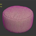 Round Ottoman With Light Pink Woven Texture For Modern Living Room Seating