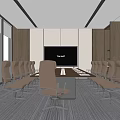Modern Conference Room Interior Design With Long Table Ergonomic Chairs And Large Screen 3d model