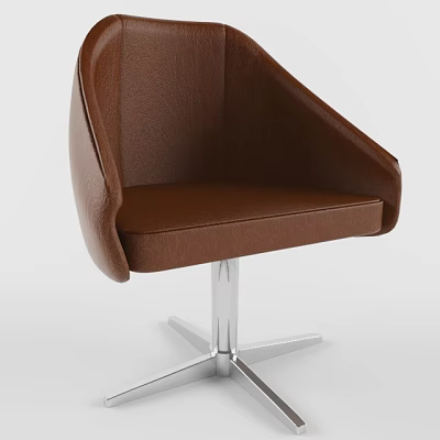 Elegant Brown Leather Office Chair With Modern Design And Sleek Metal Base 3d model