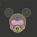 Blue Mickey Mouse Head Shaped Helmet With Red Rimmed Ears Transparent Goggles And Silver Parts