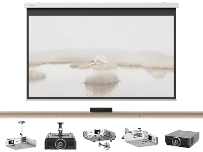 Complete Projection Monitoring System With Projection Screen And Surveillance Camera Equipment 3d model