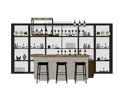 Modern Bar Chair Combination Bar Chair 3d model