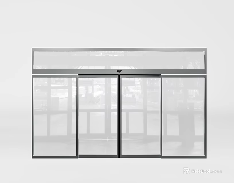Modern Glass Double Doors With Sleek Metal Frame For Interior Home Design 3d model 