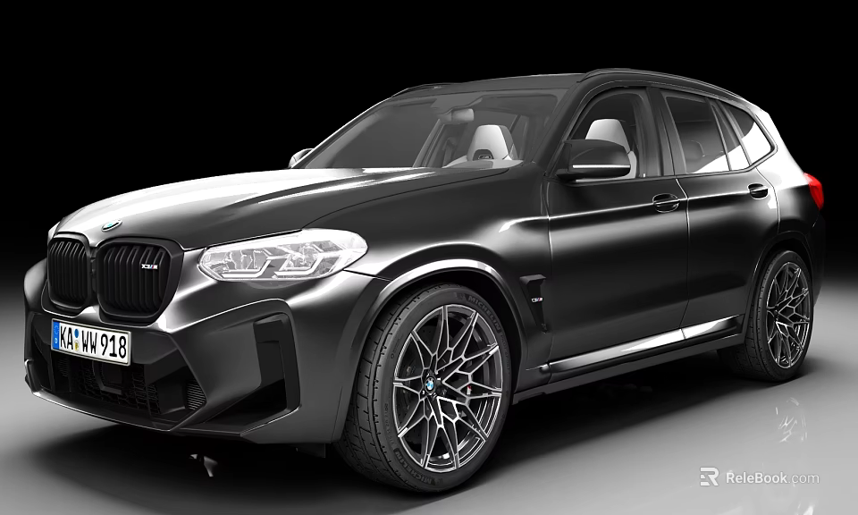 Black BMW Sporty SUV With Aerodynamic Bodykit LED Headlights And Alloy Wheels 3d model 
