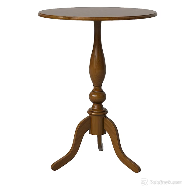 Wooden Coffee Table With Classic Curved Tripod Legs And Traditional Design 3d model 
