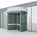 Revolving Door With White Top In Modern Building Featuring Glass Curtain Wall And Sleek Design