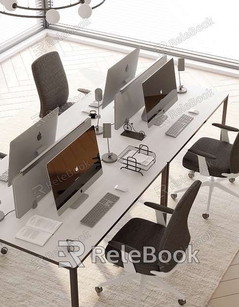 Modern office desk and chair combination model