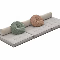 Modern Floor Cushion Set With Light Gray Base And Two Round Pillows 3d model