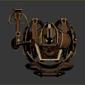 Intricate Mechanical Robot Figure Standing On Spherical Metallic Base With Design Details