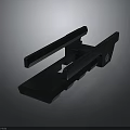 Black Metal Mechanical Component With Parallel Bars Holes And Fastening Screw