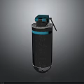 Military Grenade With Metallic Black And Blue Body And Top Blue Fuse Design