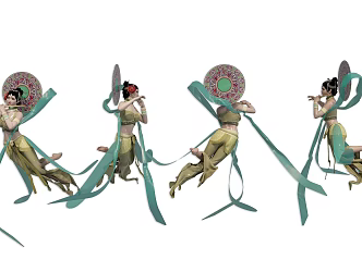 Dunhuang flying flute beauty flying myth pipa woman beauty myth women 3d model