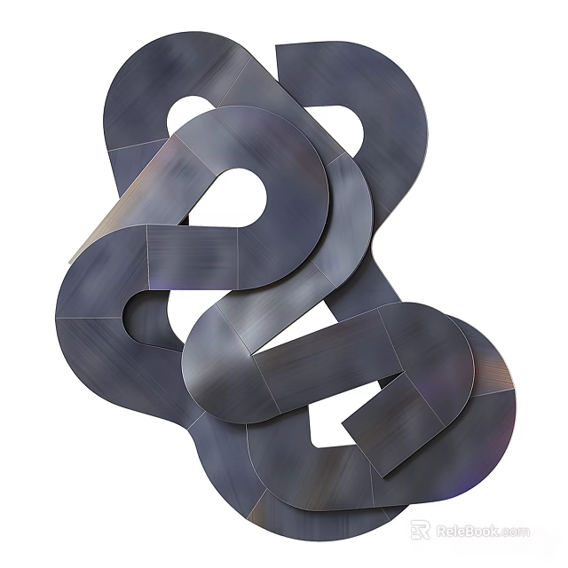 Modern Abstract Metal Decorative Ornament Set With Intertwined Curved Loops For Interior Decoration 3d model 