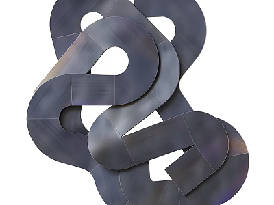 Modern Abstract Metal Decorative Ornament Set With Intertwined Curved Loops For Interior Decoration 3d model