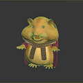 Cute Orange Cartoon Hamster Toy Standing With Gray Scarf Cloak And Smiling Expression