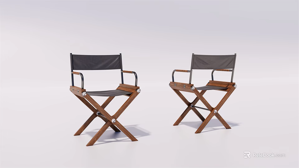 Simple Modern Leisure Chairs With Wooden Frame Black Fabric Seat And Crossed Legs 3d model 