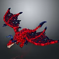 Red And Blue Dragon Game Movie Character With Detailed Wings And Scaled Body