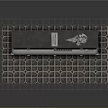 Weapons In Open Case With Sword And Gun On Grid Patterned Mat 3d model